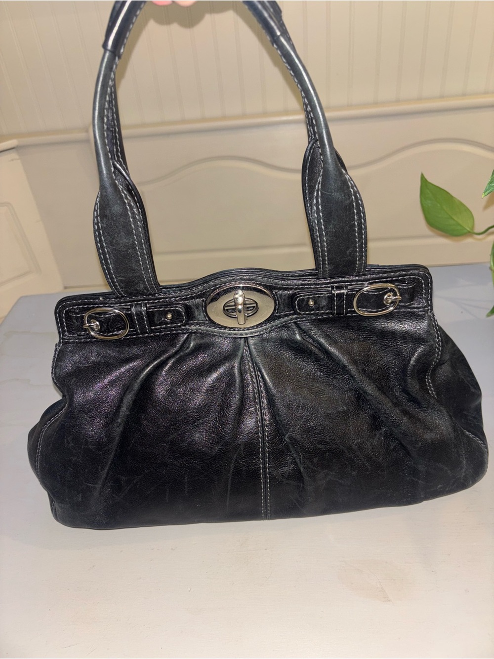 Garnet Pleated COACH Bag in Black - Picture 2 of 3